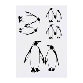 4 x 'Penguin Couple' Temporary Tattoos - Water Resistant, Skin-Safe, Non-Toxic Transfers, Mixed Sizes (TO00013059)