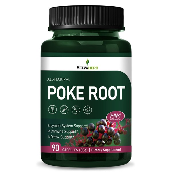 Selvaherb Lymphatic Support Herbal Capsules, Extract with Poke Root, for