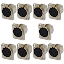 Unbranded 10,XLR 3-Pin Female Metal Panel Mount Chassis Microphone Jack Audio Connector