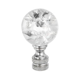 PATIKIL 1/4-27 Lamp Finial Cap for Lampshade Harp Top, Cap Nut Screw Cap Knob Clear Crackle Ball Shaped Crystal Lamp Shade Decoration for Table Floor Lamp, Silver Tone