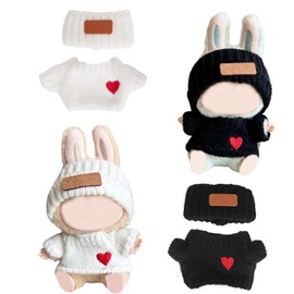 Clothes Outfit 2 Set for Lab Doll (No Doll): Black and White Couple Clothes Outfit for Hat and Sweather, Ideal Gifts