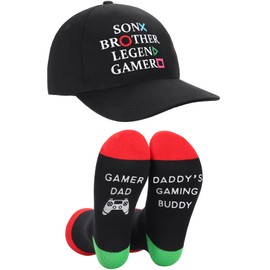 Regilt Gamer Gifts, Gaming Socks Beanie Baseball Cap Funny Gaming Gifts for Men Teen Boys Dad, Socks Cap B, One Size