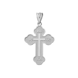925 Sterling Silver IC XC NIKA Cross Eastern Christian Charm Pendant (Small)