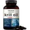 Antarctic Krill Oil 2000mg Supplement, 240 Softgels, 3X Strength Natural