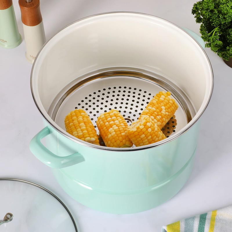 Martha Stewart Thayer 16-Quart Enamel On Steel Scratch Resistant Steamer