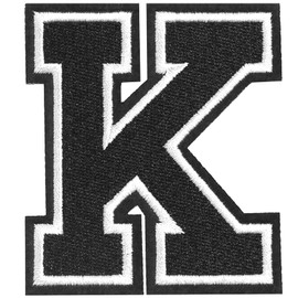 TACVEL 3 Pieces 3.14inch Iron on Patch, Full Embroidery Letter A-Z, Alphabet Iron on Sew on Patches for Clothes, Dress, Hat, Socks, Jeans, DIY Accessories (Black, K)