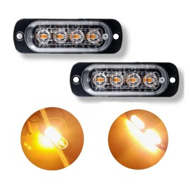 Super Bright LED Strobe Light Strobe Flash Daylight Flashing Emergency Warning Light for Universal Car 12V 24V Car Bike Truck Pack of 2 (Amber Yellow)