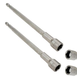 Rannb Quick-Change Magnetic Power Nut Driver Bit 1/4" Hex Shank 10mm Extension Long Hex Metric Drill Bit - 2pcs