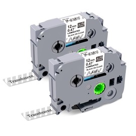 Meritom 2x Compatible P-touch Label Tape for Brother P-touch Tze-131 Tz131 Clear Tapes 12 mm, Black on Transparent Tz Tape 12 mm 0.47 Laminated for Brother P-touch D200 H101c 1010 E110 H110 H105