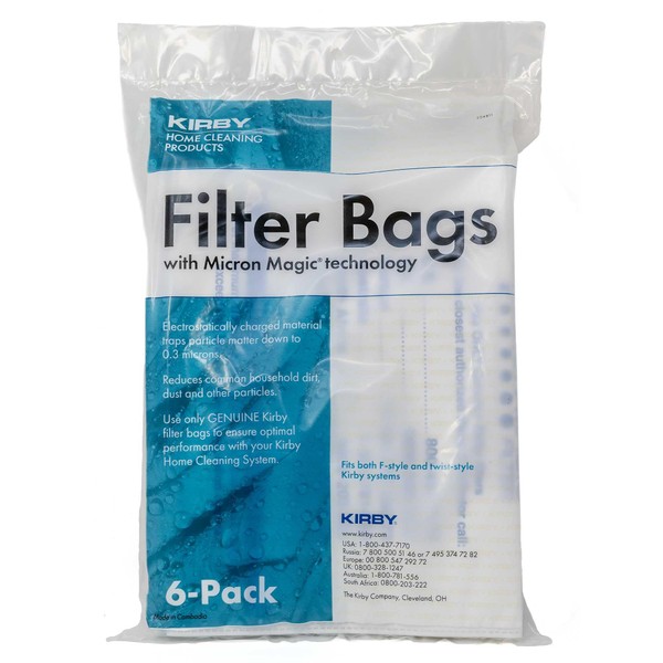 KIRBY Vacuum System Filter Bags with Micron Magic technology 6 Pack Part 204811