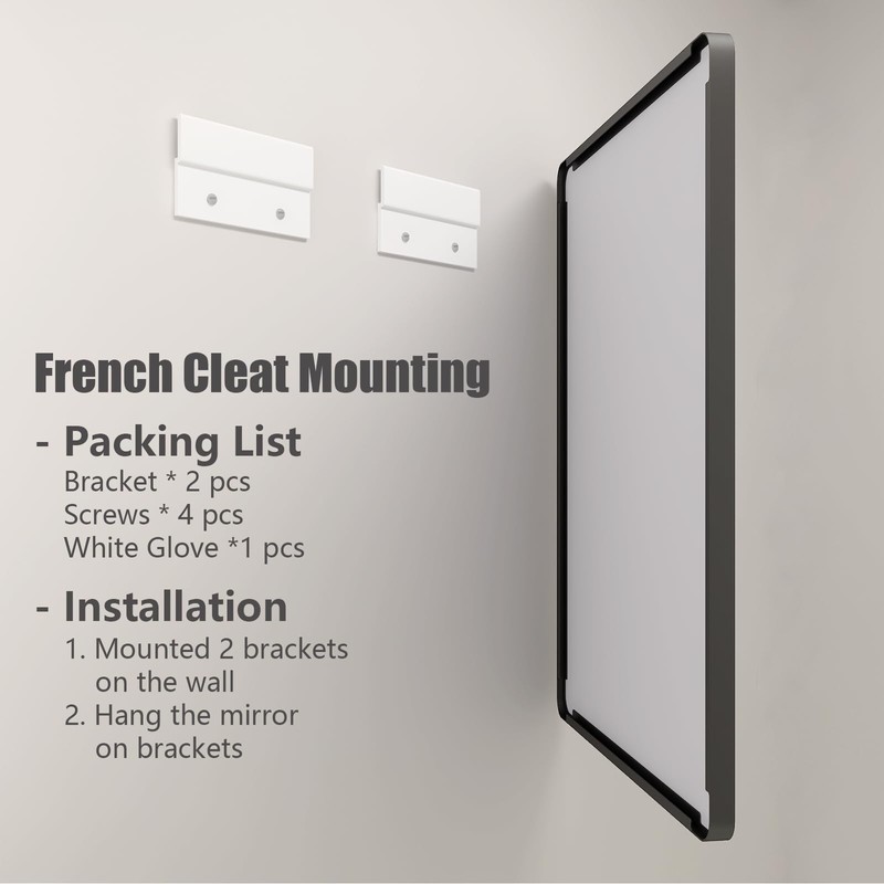 CHARMOR 60x28 Black Framed Bathroom Mirror, Large Matte Black Bathroom