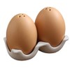 Aswalling Ceramic Salt Set, Bamboo Salt Shakers Mini Brown Egg