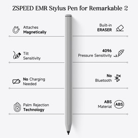 ZSPEED EMR Stylus Compatible with Kindle Scribe Pen, Replacement with Built-in Eraser, 4096 Pressure Levels, Palm Rejection, Tilt Support,Premium Pen for Kindle Scribe & Remarkable 2,Grey