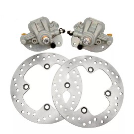 LYK Rear Brake Calipers & Brake Rotors for Yamaha Grizzly 700 YFM700 4x4 2007-2020
