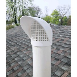 GWM Radon & HVAC Rain Cap for 4" SDR 35 Pipe, 1/4" Mesh Screen, Fits on End of Pipe