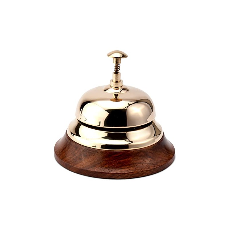 NKlaus 12 cm Round Counter Bell Brass Gold Solid with