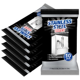 Heigble 6 Pack 60 Count Stainless Steel Cleaner Wipes Stainless Steel Polish Wipes Clean and Polish Appliances for Household Appliances Including Oven Refrigerator Dishwasher Microwave and Grill