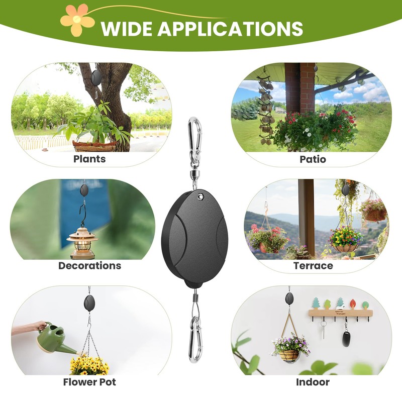 2025 Upgraded Retractable Plant Hanger - Heavy Duty Plant Pulleys