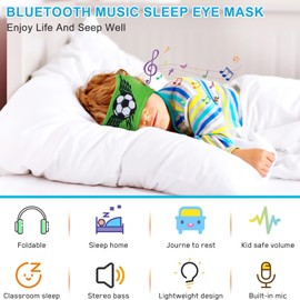 Bluetooth Sleep Mask, CestMall Sleep Eye Mask with Wireless Headphones Blackout Sleep Headphones Headband Music Sleeping Bluetooth Headband Birthday X-mas Gift for Children Boy Girl Travel (Green)