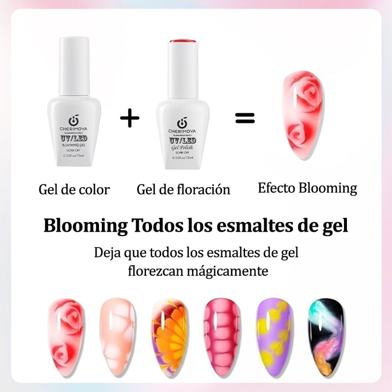 CHERIMOYA Nail Blooming Gel,2 Pzs 15ml Clear UV LED