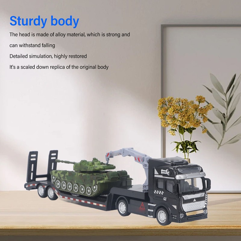 Flatbed Trailer Toy Simulation Detachable Collectible Military Trailer Tank Model