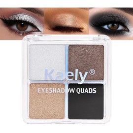evpct Eye Shadow Quad Palette Makeup, Moonlit, Silver Taupe Broneze Gold Black Glitter Shimmer Metallic Matte High Pigment Mini Eyeshadow Palette for older Women, Smudge Proof, Vegan Cruelty-free