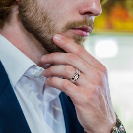 Talexia 8mm Cubic Zirconia Ring for Men – Stylish CZ Eternity Men Engagement Ring, Premium Mens Stainless steel Wedding Band for Anniversary or Wedding, Ring Size 11 (Rose)