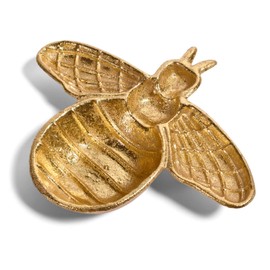 The Barrington Garage Decorative Bee Shaped Cast Iron Bowl with Metallic Gold Finish