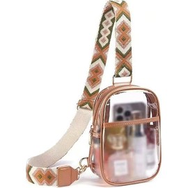 Clear Crossbody Bag - Women Stadium Approved Sling Bag Transparent Chest Bag for Travel Concerts Sport Events
