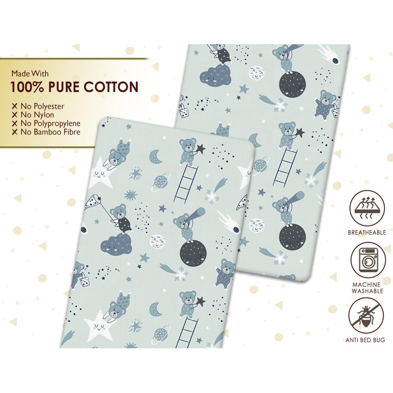 2 Pcs Crib Fitted Sheets (50x90 cm) - Made from