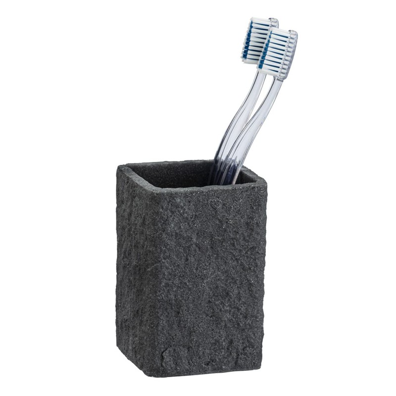Wenko Portaspazzolino Villata grigio per spazzolino da denti e dentifricio,