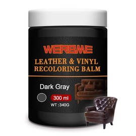 WERBME Leather Recoloring Balm, 10 OZ Dark Gray Leather Color Restorer for Scratched and Faded, Leather Repair Kit for Furniture Restore & Renew Restore Couches, Car Seats, Clothing, Shoes