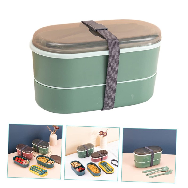 FUNOMOCYA 1Set Double Layer Bento Lunch Box for Portable Container