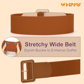 WHIPPY Stretchy Wide Women Belts Elastic Vintage Belts for Women Fashion Ladies Waist Belt for Dress Brown XXS