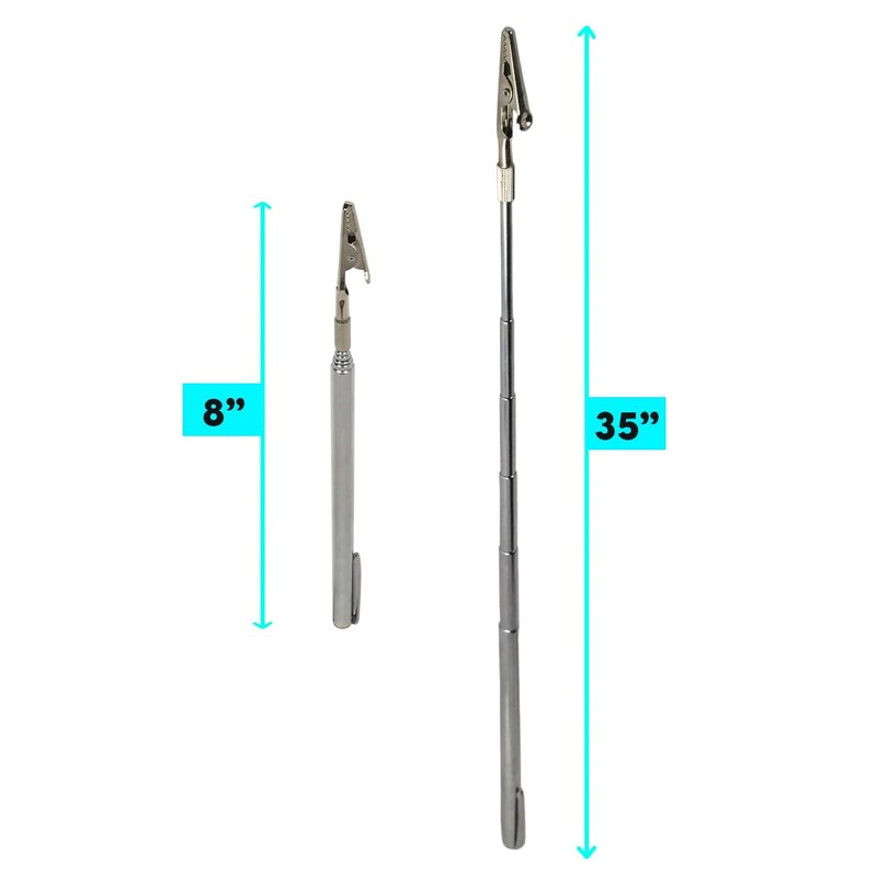 SE 35-Inch Telescopic Alligator Clip with Pocket Clip - Extendable