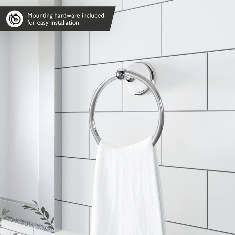 Design House 559286 Savannah Towel Ring for Bathroom, Polished Chrome