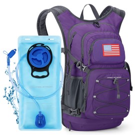Maelstrom Hydration Hiking Backpack with 2L/3L Water Bladder, High Flow Bite Valve Camping Daypack Lightweight (5.Purple, 2L Bladder)