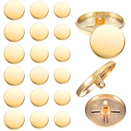 Gold Button, Mabor 18pcs Metal Flat Button Gold Buttons for Blazers Golden Coat Buttons Round Shaped Sewing Button for Suit Coat Shirt Jackets Craft(15mm 20mm 25mm)