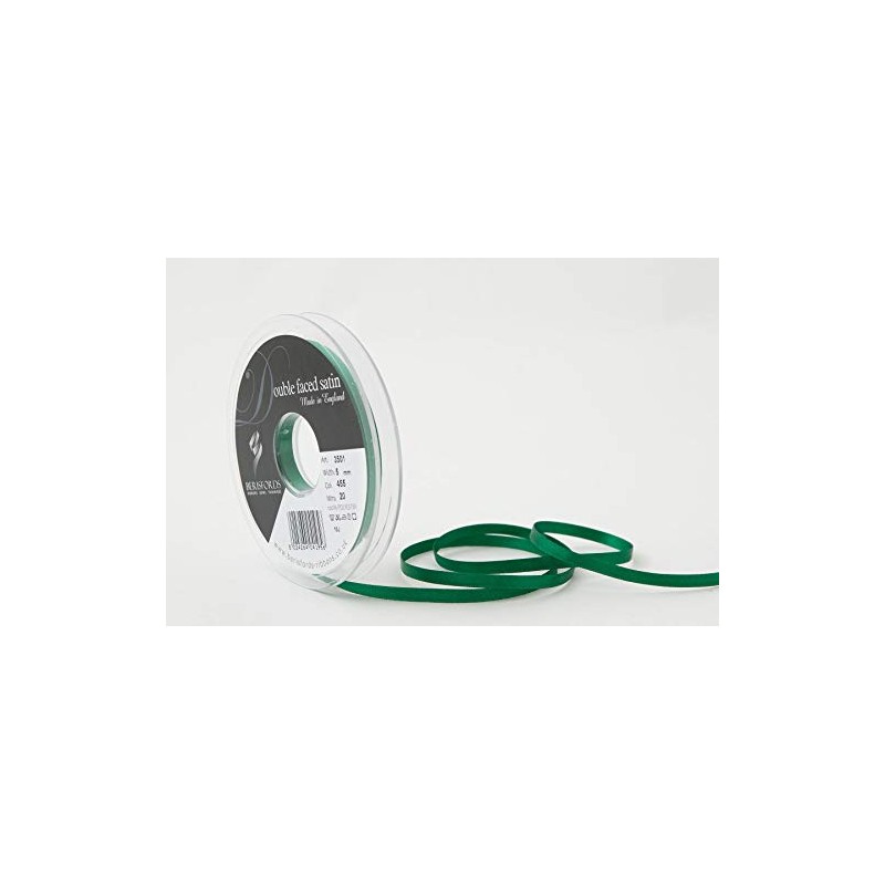 Berisfords Double FACE Poly Satin Ribbon, Hunter Green, 5 mm
