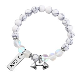 FUSTMW Fitness Gifts Bodybuilder Bracelet Dumbbell Gifts Fitness Trainer Gift Gym Workout Jewelry for Fitness Instructor Gift (Fitness bracelet), Fitness Bracelet, Large