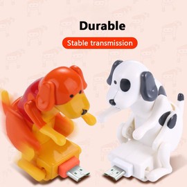 Generic Dog Charging Cable Dog Smartphone USB Cable Charger USB Data Transmission Mini Humping Cute Spot Dog Toy Relieve Pressure Compatible with Android/Type-C/iOS, White