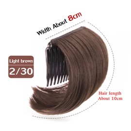 NICENEEDED Clip in Hair Toppers, Brown Bangs Hair Clip Synthetic Bangs, Short Thick Hairpieces Adding Extra Hair Volume Clip in Hair Extensions Straight Hair Up Comb False Hair Accessories for Women