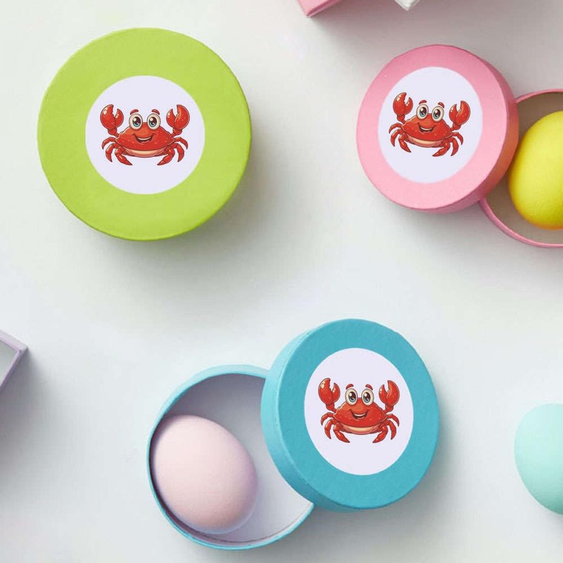 24 x 40mm Round 'Happy Crab' Stickers (SK00071928)