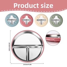 4pcs Stainless Steel Kids Plates with Silicone Suction, Divided Suction Plates for Baby BPA Free Toddler Divided Plate Feeding Supplies for Toddlers Kids Babies (4 Colors)