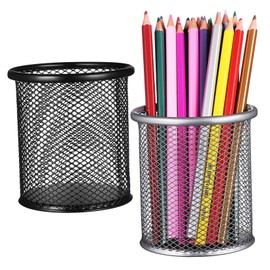 DOITOOL 1set Metal Mesh Pen Holder Desktop Storage Organizer for Stationery Space Saving Design Modern Aesthetic for Home and Office Versatile Use for Pens Brushes and Tools 2pcs