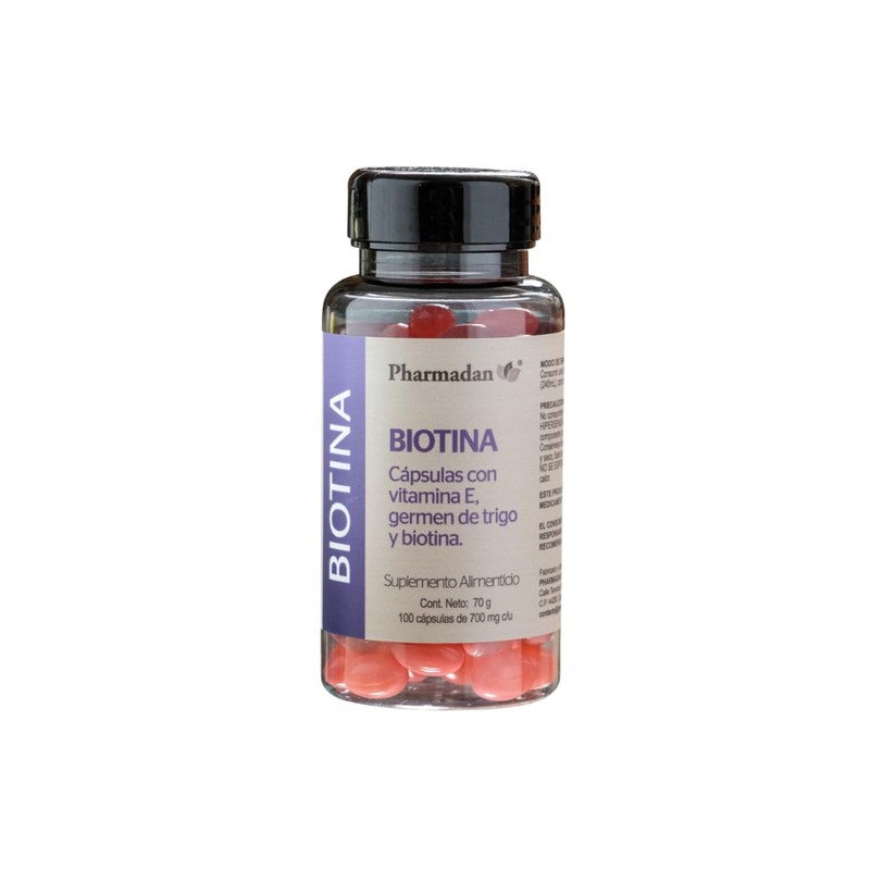 Biotina con Vitamina E, 100 Cápsulas de 700 mg
