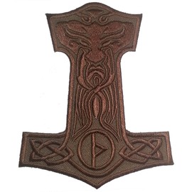Mjolnir Thor's Hammer Embroidered Patch 10cm x 11cm
