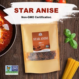 52USA Star Anise Whole, 4 Ounce (Pack of 1), NON-GMO Verified Chinese Star Anise Whole, Dried Star Anise Pods for Tea and baking