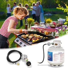 WADEO 2FT Propane Regulator Hose with Propane Tank Gauge, Low Pressure Gas Regulator Most for LP Grill, Fire Pit, Heater and Propane Appliances, 3/8 Female Flare Fitting, CSA Certified