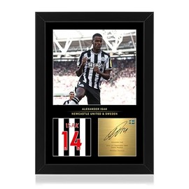 Win FC Alexander Isak A4 Framed Photo Display - Reproduced Digital Signature - Gift For Newcastle United Fans